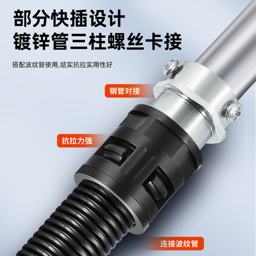 钢管波纹管接头配件三柱快速对接塑料穿线管卡套尼龙软管锁母防水 - 图1