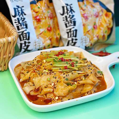 嗨吃家麻酱面皮12袋味哒哒清真麻将凉皮阿宽干拌擀河南速食方便面 - 图1