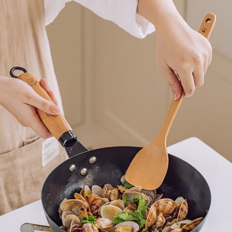 树可小熊木锅铲子不粘锅专用木头木质炒菜厨具家用长柄食品耐高温