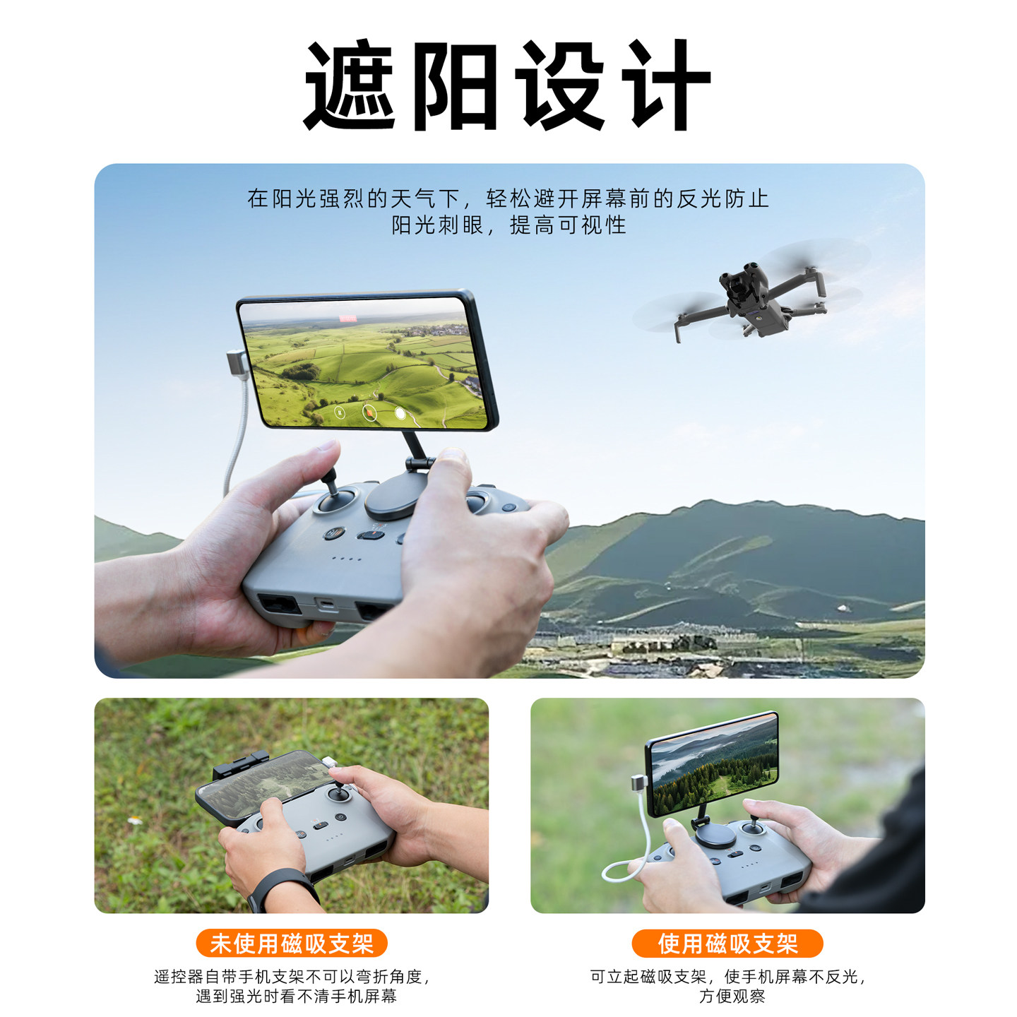 适用DJI大疆Mini5Pro/4/3遥控器支架手机磁吸固定Flip迷你4k/2SE无人机RC-N3/2/1避光遮阳折叠连接线摇杆配件,淘宝优惠券,粉丝福利购,淘宝优惠卷