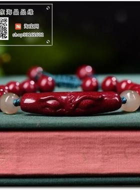 天然原矿高含量朱砂紫金砂财神弯管手编手链手串女款招财转运饰品