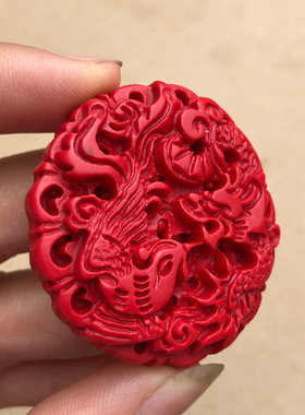 天然朱砂龙凤对吊坠龙凤鸳鸯婚礼五行八卦献福情侣项链吉祥物证书