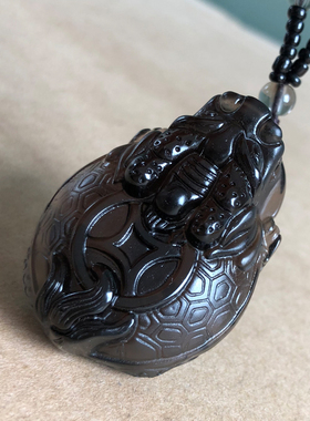 黑曜石冰种龙龟吊坠男女项链招财转运挂件玄武神龟挂坠祝寿礼项链