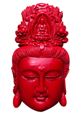 原色天然朱砂观音头吊坠平安男女士观音头坠子项链挂件证书