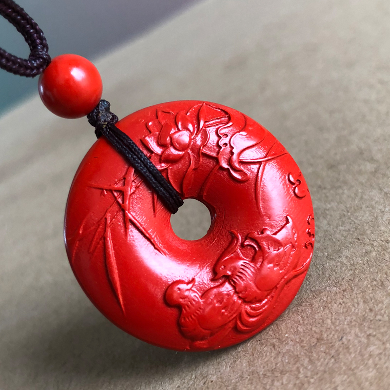 2021牛年比翼增情朱砂红吉祥物吊坠鸳鸯生情催缘开运项链挂件证书 - 图1