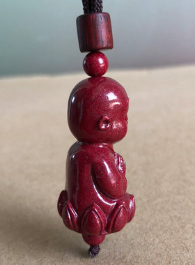 招财童子挂件天然高含量朱砂送财童子车挂件小弥勒佛尿童文玩随身