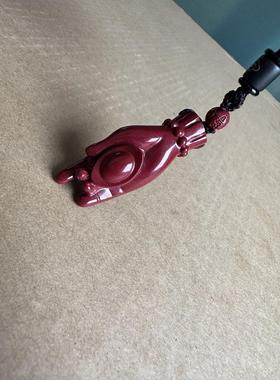 真品原矿紫金朱砂掌心有宝挂件男女款大权在握随身打麻将牌定赢戴