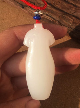 新疆阿富汗白玉旗袍吊坠 女款古典风旗开得胜毛衣链饰品挂件