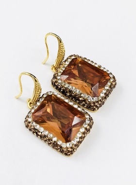 光感变色苏丹石套装吊坠项链戒指耳环虎眼石链条女款复古时尚气质