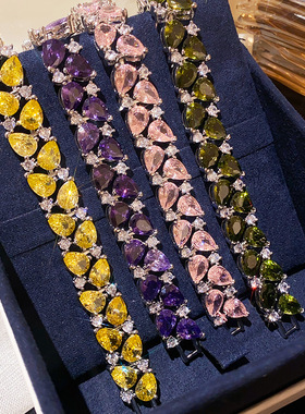 法式超闪双层锆石水滴卡扣手链轻奢感手环精致手饰设计感小众