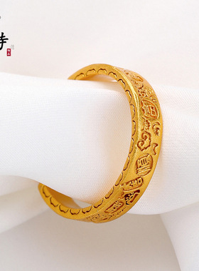 金店同款越南沙金财富吉言戒指保色新中式轻奢百搭开口沙金戒指女