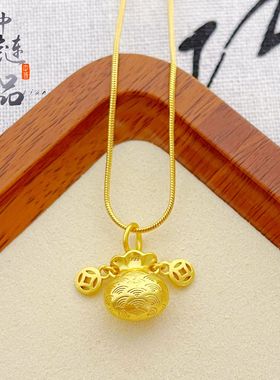 金店同款越南沙金福袋铜钱吊坠女新款钱袋子项链不掉色福袋配件