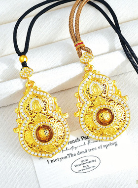 金店同款越南沙金人生四美葫芦项链大号单面镶钻款葫芦吊坠 百搭