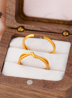 越南古法沙金精致不掉色爱无尽纽带戒指女轻奢简约时尚设计戒指