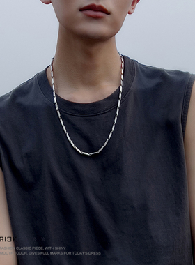 竹节素链男女同款嘻哈百搭项链