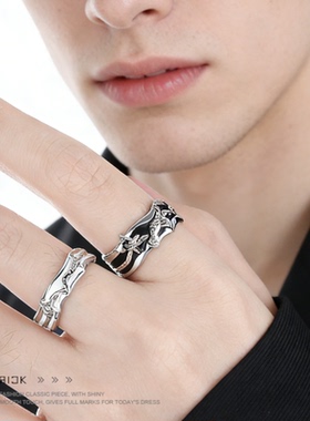 暗黑系星芒滴胶戒指女小众高级感潮流冷淡风个性食指戒可调节指环