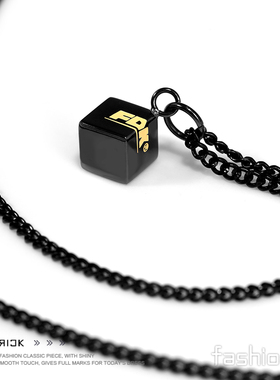 FDK原创正品黑色字母骰子项链男