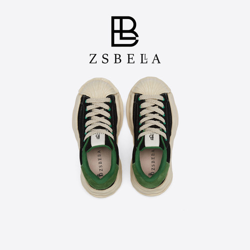 ZSBELLA赛斯贝拉贝壳头溶解鞋女ins潮春秋季板鞋厚底帆布鞋女增高 - 图1