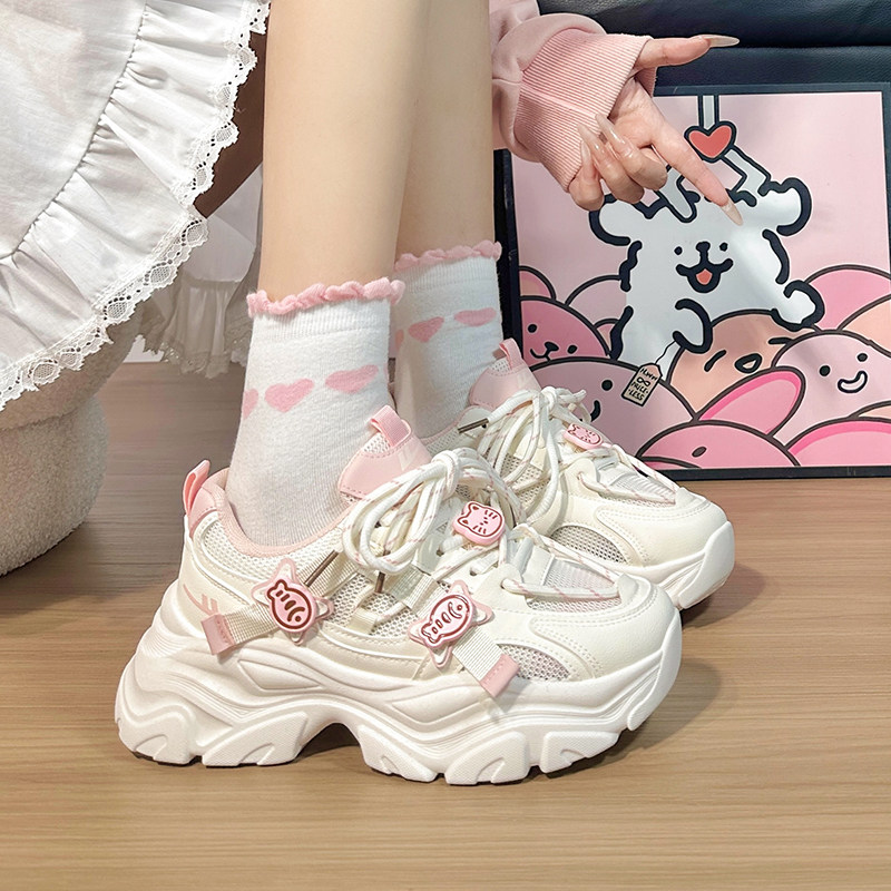 回力米粉猫咪小鱼老爹鞋女2025秋季透气增高休闲鞋轻便小众运动鞋,淘宝优惠券,粉丝福利购,淘宝优惠卷