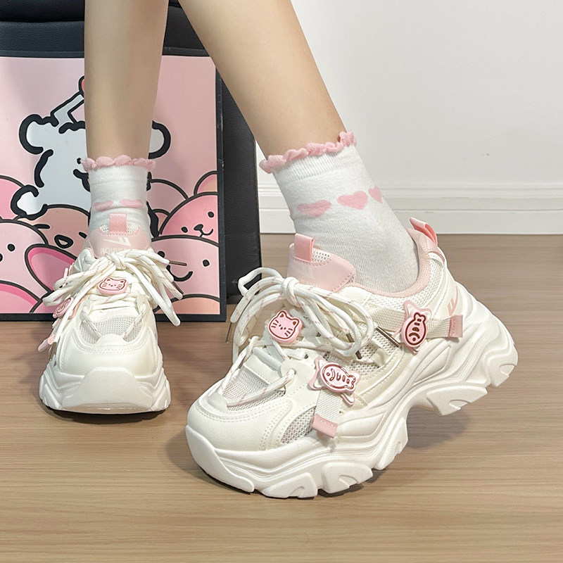 回力米粉猫咪小鱼老爹鞋女2025秋季透气增高休闲鞋轻便小众运动鞋,淘宝优惠券,粉丝福利购,淘宝优惠卷