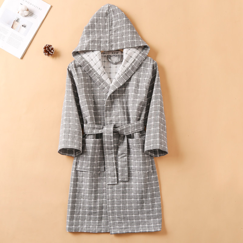 纯棉三层纱布带帽宝宝春夏双层浴袍 秋若薇睡袍/浴袍