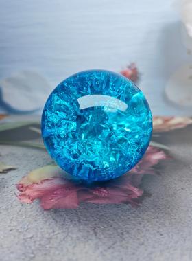 新品风水球假山流水喷泉鱼缸盆景摆件风水轮配件玻璃球水晶球冰裂