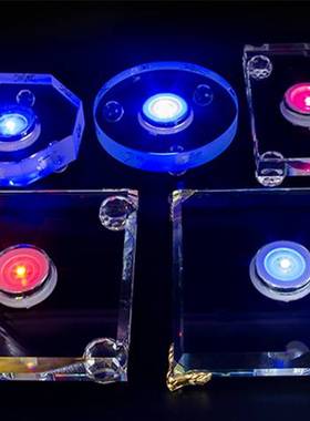 创意红酒白酒瓶展示专用水晶灯座单白光充电款水晶发光灯底座刻字