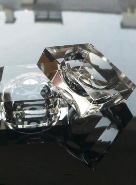 跨境LED七彩方形发光灯座定制暖白光充电款水晶玻璃灯底座