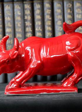 陶瓷卧牛水牛黄牛耕牛家居用品瓷黄牛摆件厨房卫生间牛工艺品摆设