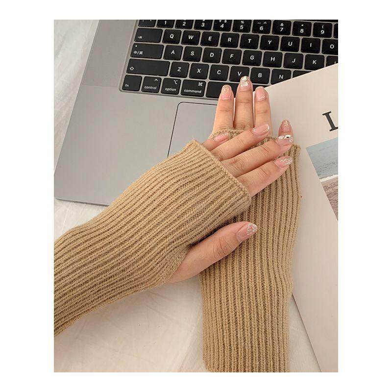 羽绒服袖口防脏假袖子加长半指手套女2024秋冬季保暖防风针织护腕,淘宝优惠券,粉丝福利购,淘宝优惠卷