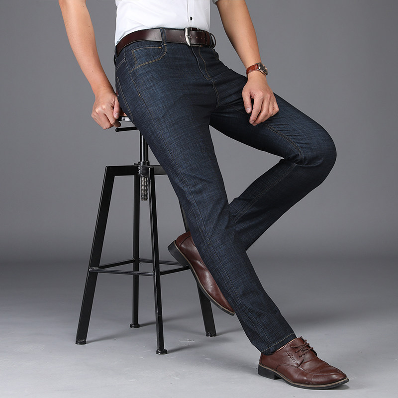 冰丝男士夏季宽松直筒潮牌牛仔裤 宾吉威牛仔裤