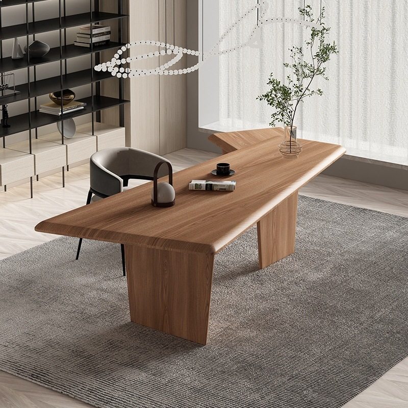 北欧实木办公桌椅原木会议桌长桌现代简约创意洽谈桌设计师工作台
