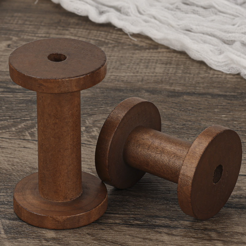 实木复古绕线轴家用怀旧木线轴手工辅料卷线轮十字绣收纳理线工具 - 图1