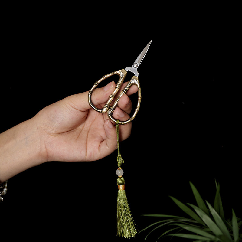 不锈钢中式竹节剪家用剪刀剪线头剪纸茶剪茶道配件复古小剪刀工艺,淘宝优惠券,粉丝福利购,淘宝优惠卷