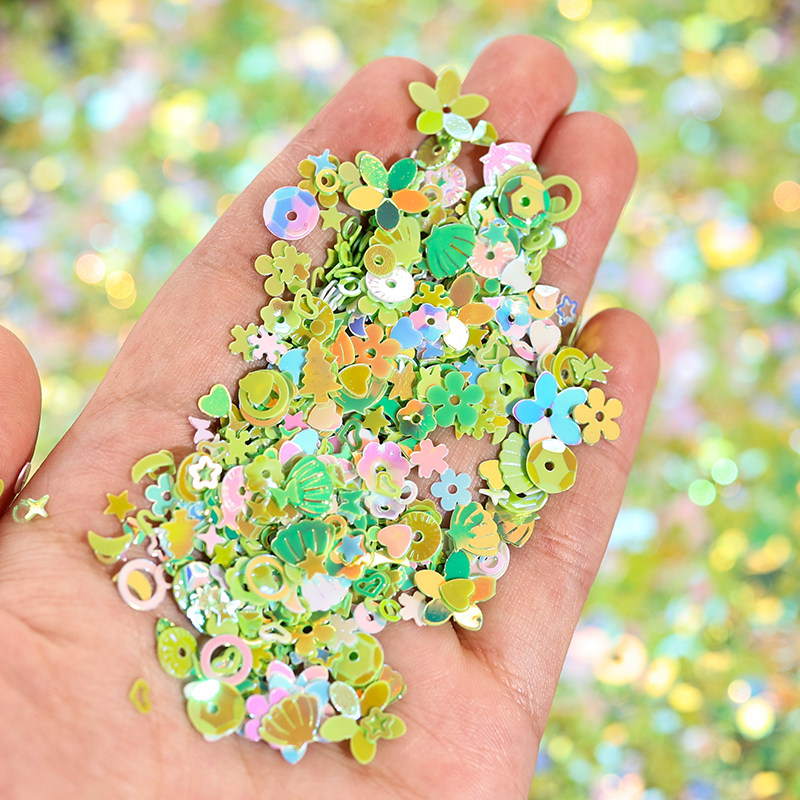 梅花盒幻彩小亮片diy材料包配件马卡龙色混款手工装饰流沙填充物,淘宝优惠券,粉丝福利购,淘宝优惠卷