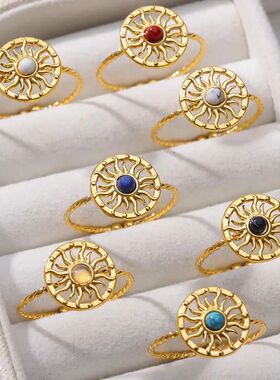 Stainless Steel Opal Stone Rings For Women Vintage Wedding O