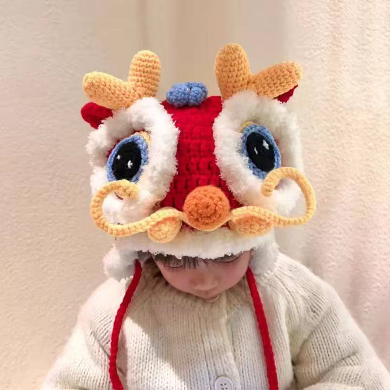 龙年帽子儿童新年国风醒狮帽虎头帽2026新款过年龙头帽亲子针织帽,淘宝优惠券,粉丝福利购,淘宝优惠卷