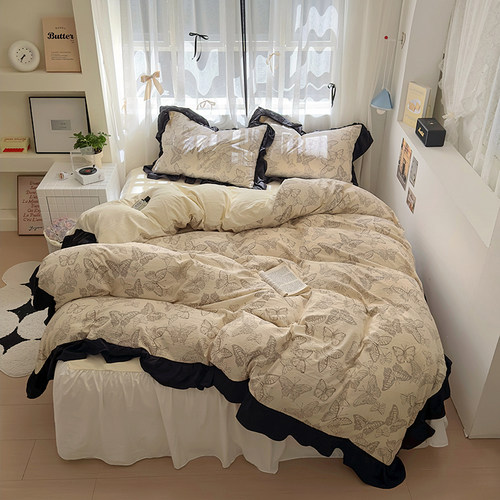 法式蝴蝶四件套全棉纯棉公主复古床上用品2026新款被套床单三件套 - 图3