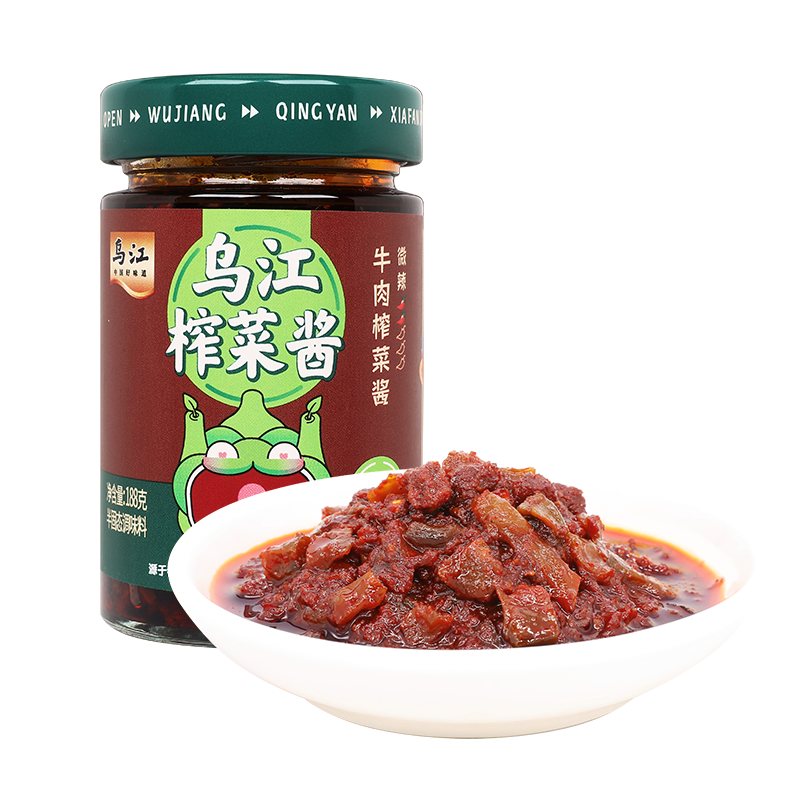 乌江牛肉榨菜酱鲜脆榨菜香辣牛肉酱188g瓶装拌面下饭调味酱料开味 - 图3