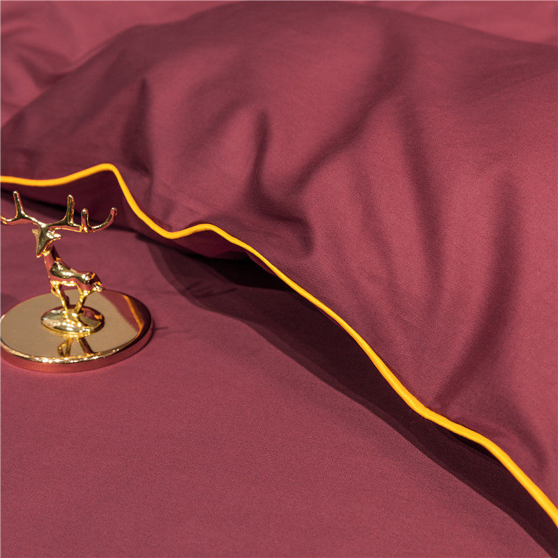 简约纯棉四件套100全棉长绒棉2023新款床单被套纯色红色床上用品4,淘宝优惠券,粉丝福利购,淘宝优惠卷