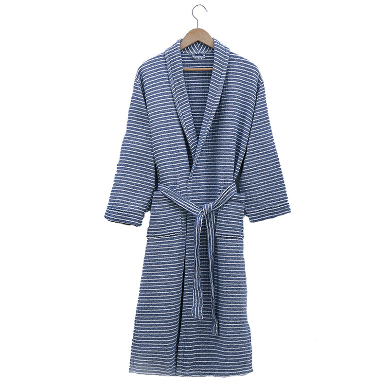 三层纱布浴袍情侣款长款纯棉睡衣 咪咕尚睡袍/浴袍