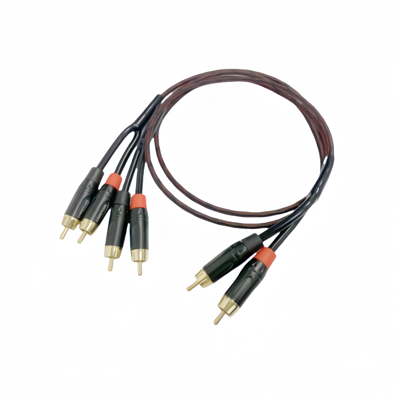 高屏蔽二分四RCA莲花纯铜音响线声卡连接两组音箱2转4功放音频线 - 图3