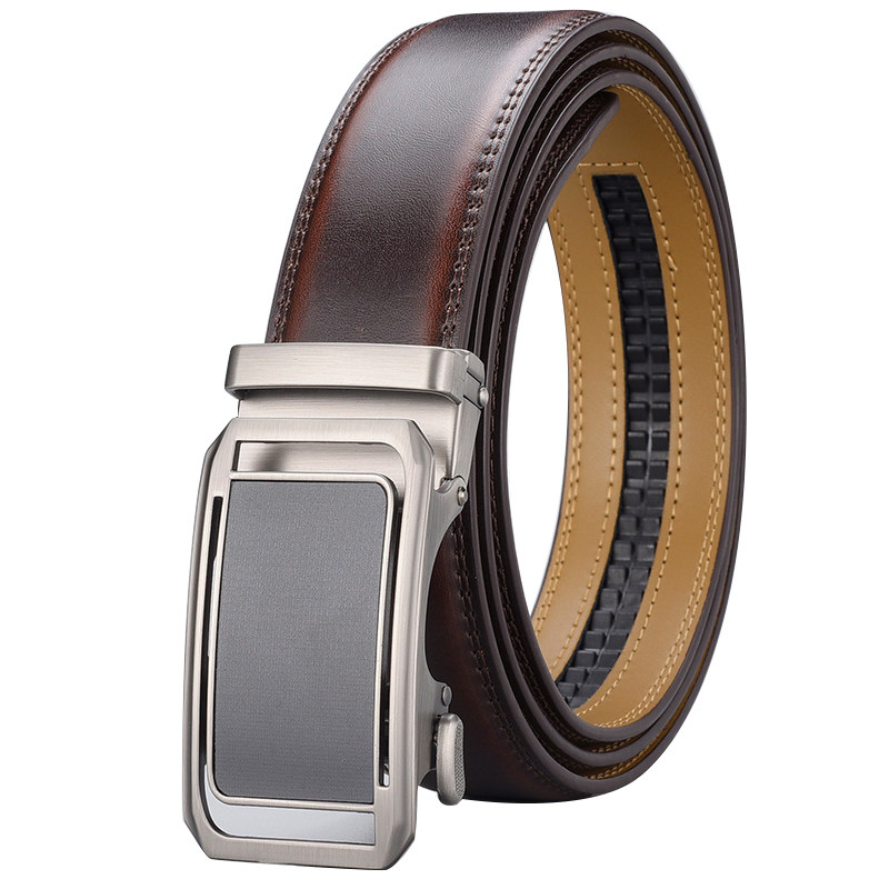 高端商务真皮腰带男士时尚百搭办公正装西服自动扣青中年牛皮皮带,淘宝优惠券,粉丝福利购,淘宝优惠卷