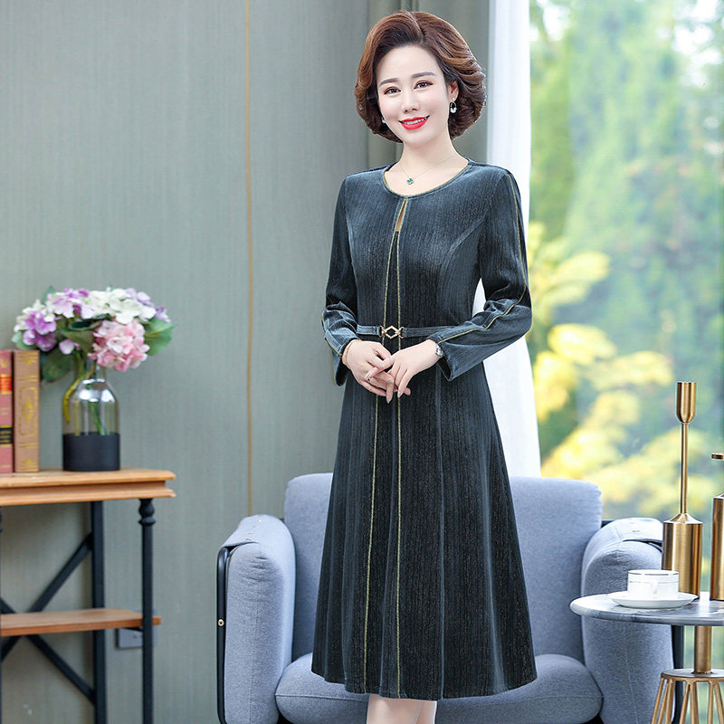 中年妈妈装洋气质新款春秋连衣裙子 智杨服饰中老年女装