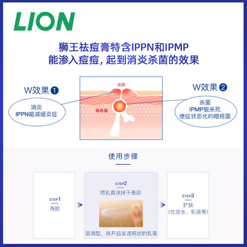 日本狮王祛痘膏pair女男痘疤修复痘坑神器粉刺暗疮膏护肤消炎24g-图2