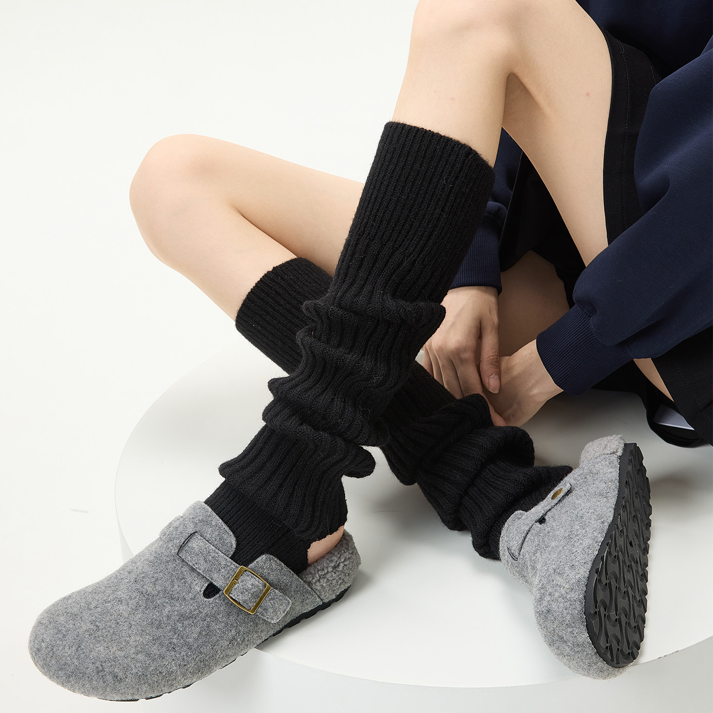 瑜伽踩脚堆堆袜套袜子女中筒袜秋冬款保暖配鲨鱼裤y2k针织小腿套,淘宝优惠券,粉丝福利购,淘宝优惠卷