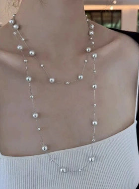 法式高级感奶白色仿珍珠项链