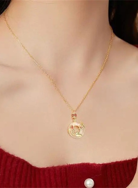 锦鲤平安扣项链女双鱼