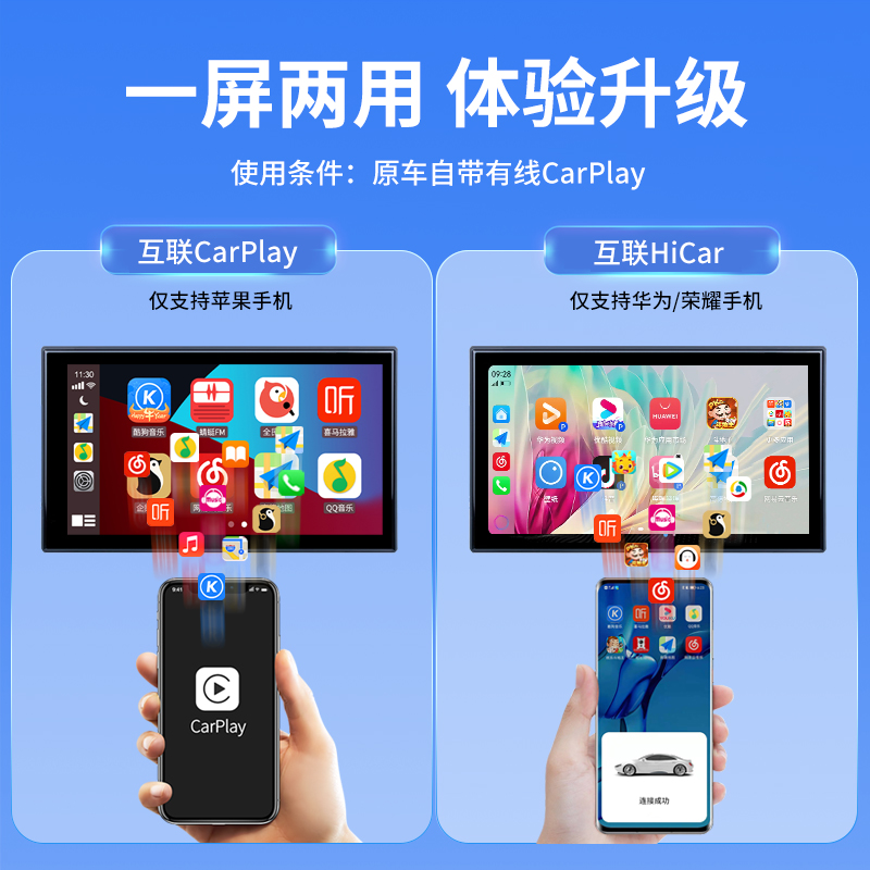 车连易适用奔驰奥迪别克二合一有线转无线carplay华为HiCar盒子 - 图0