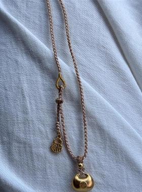 「福禄」小胖福葫芦手工编织项链绳粉色半成品可挂吊坠万能项链女